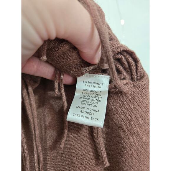 NWOT LOVE TREE Mauve Soft Cozy Fringe Convertible Poncho Cardigan Small - Picture 9 of 13